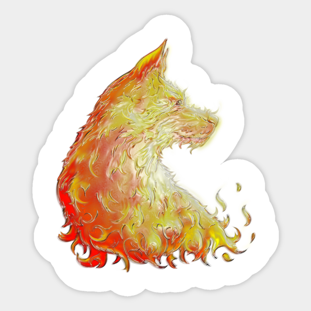 flame dog Flame Dog Sticker TeePublic